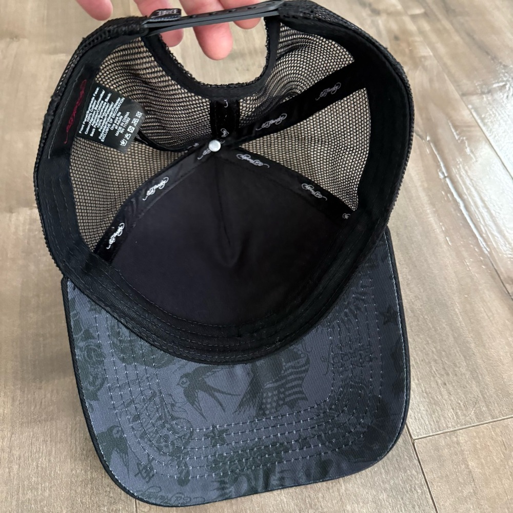 Ed Hardy Tiger Hat Trucker Baseball Cap Black Cream Pink Adjustable One‎ Size - Picture 6 of 8